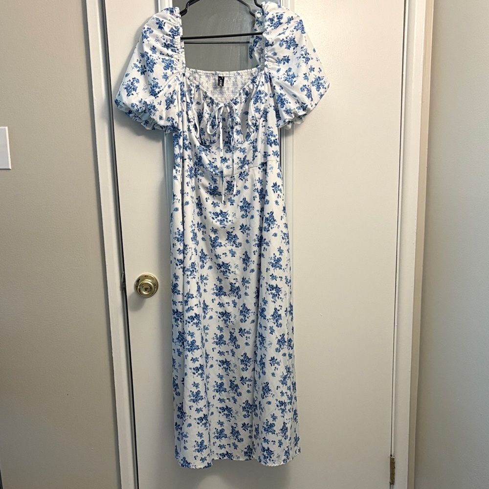 Floral Blue and White Maxi Dress